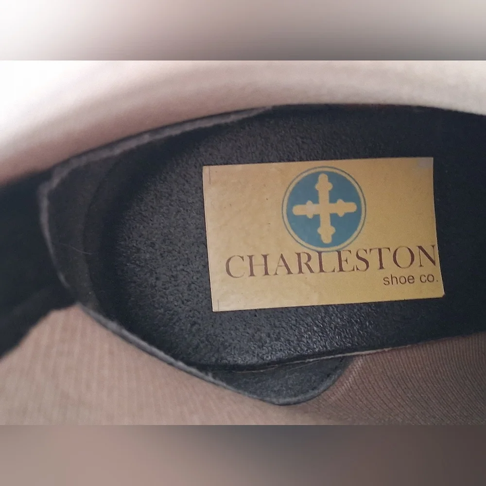 CHARLESTON SHOE CO. Tan & Black Telfair Tiger Ankle Boots Sz 6 Pre-Owned - Picture 12 of 13